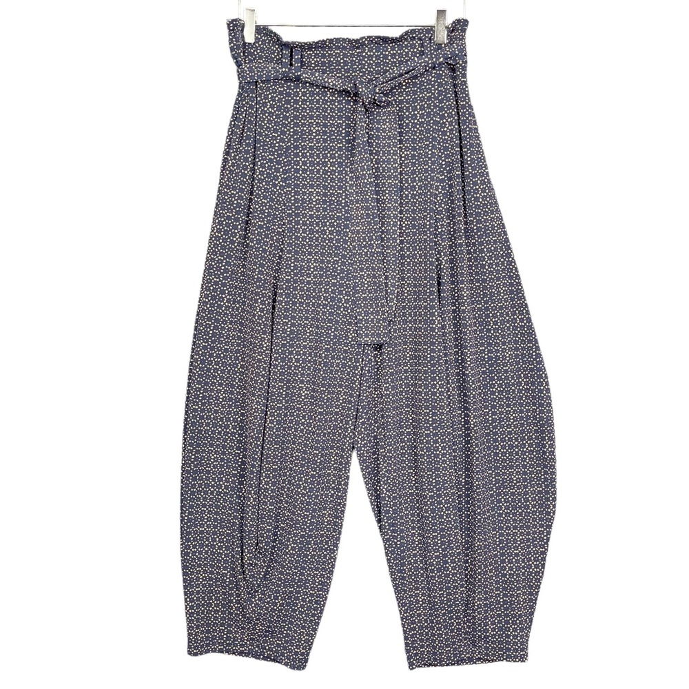 Anthropologie Pants Womens Medium Frederica Cargo Harem Blue Beige Dot Print